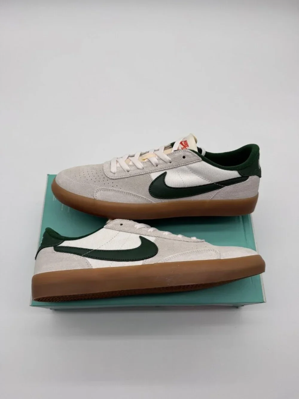New Nike SB Heritage Vulc Shoes Mens Size 10 White Green Suede Skate CD5010 104